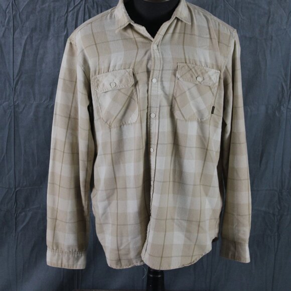 Snowboard Shirt Button Down - White and Cream Plaid Burton - Men's Large - Picture 1 of 9